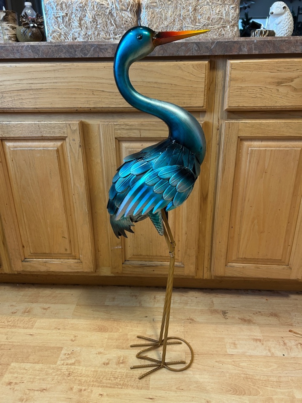 Life Size Blue Heron Metal Statue